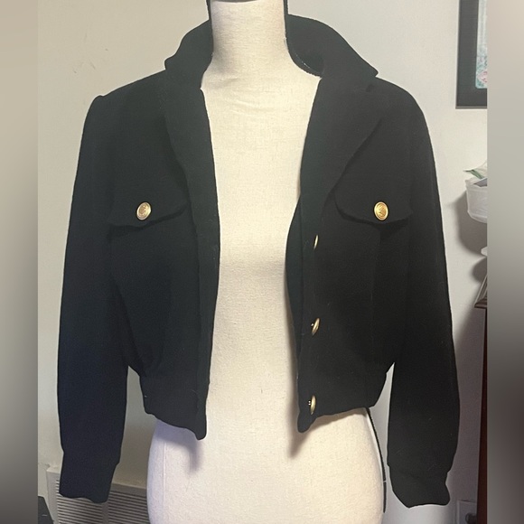 Vintage 80s Bill Blass Blassport Black Wool Bomber Jacket - Picture 6 of 7